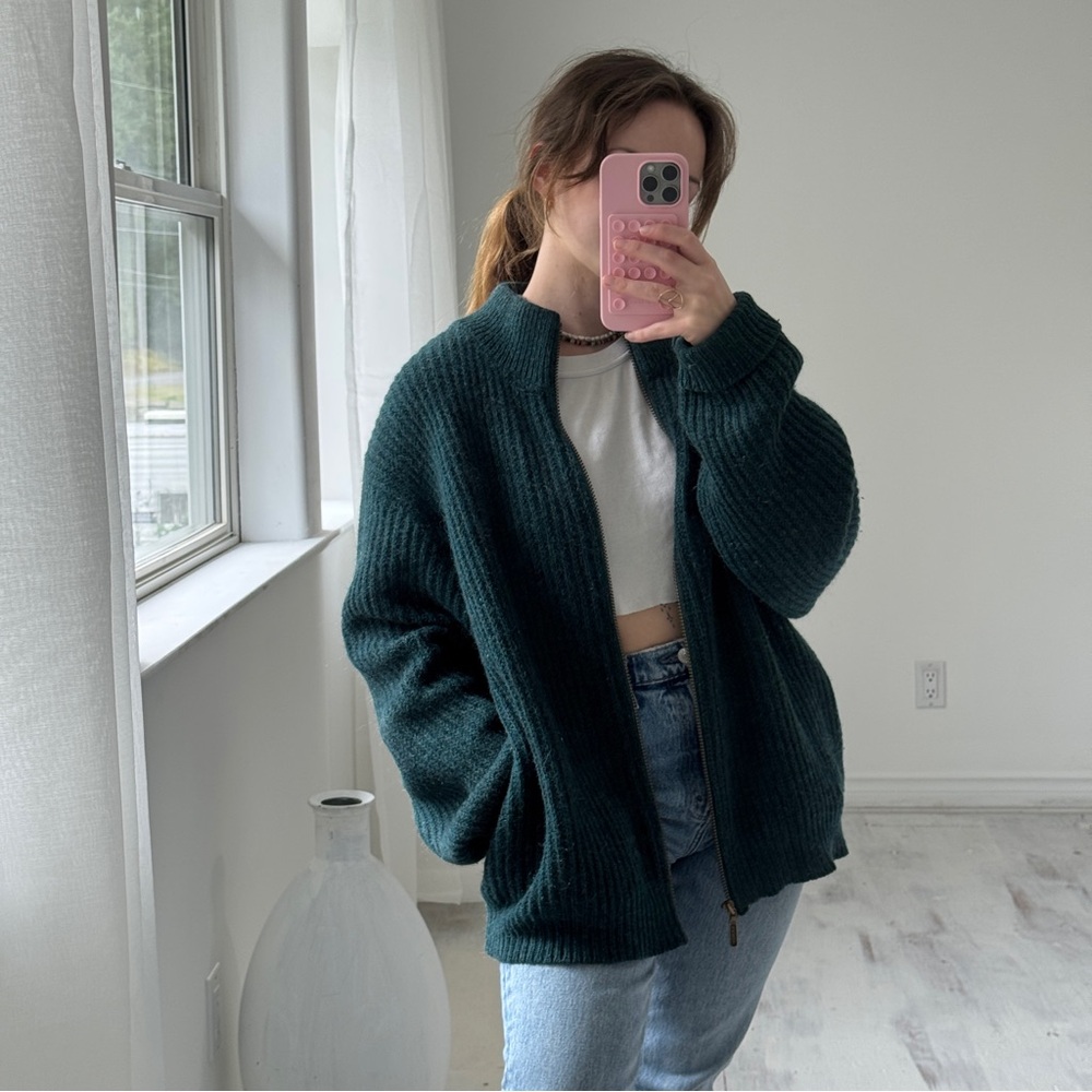 Vintage L.L.Bean Wool Alpaca Sweater Made in USA Chunky Knit Forest Green Mens L